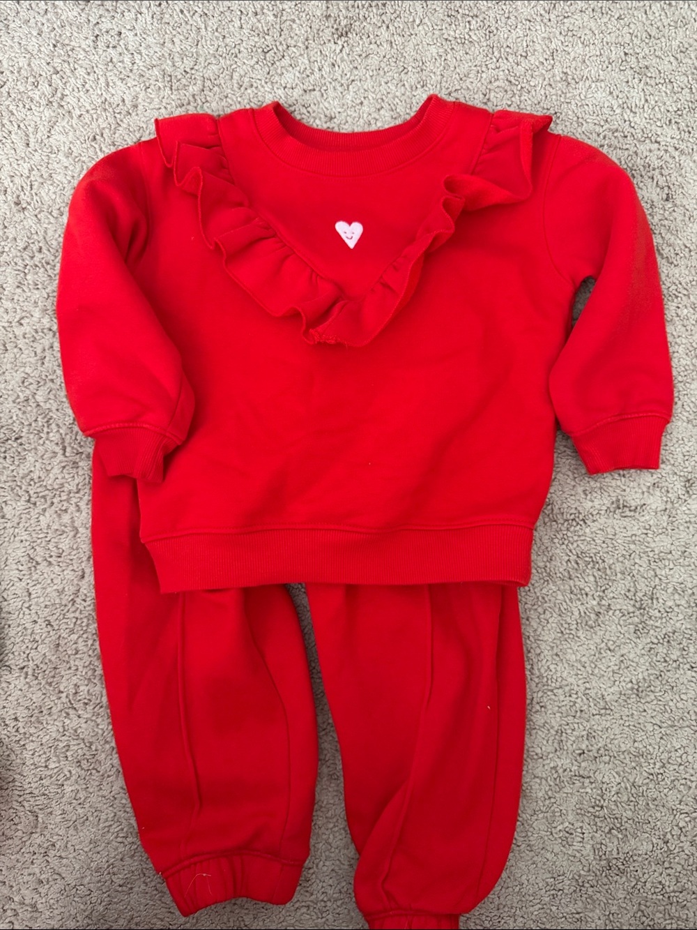 Cat & Jack Red Ruffle Heart Sweatshirt and Joggers